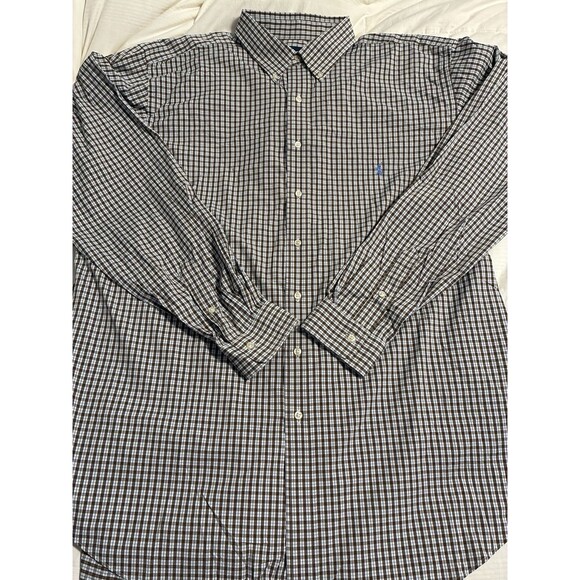 Ralph Lauren Performance Button Down Shirt 2XLT Brown Blue Plaid Lightweight - Picture 6 of 7